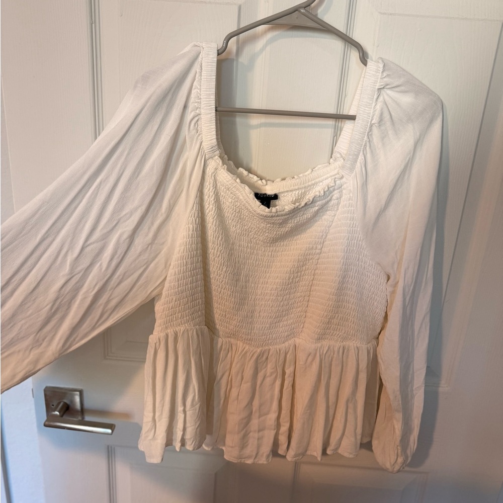 Torrid Peplum like long-Sleeve Top - White